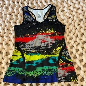 Fila racer back tank top with built in shelf bra, key pocket. Size medium